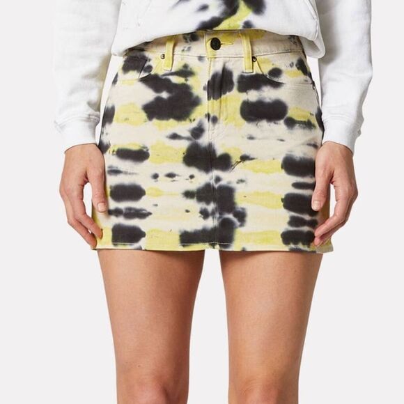 Hudson Jeans Denim - HUDSON Viper Denim Mini Skirt in Black and yellow